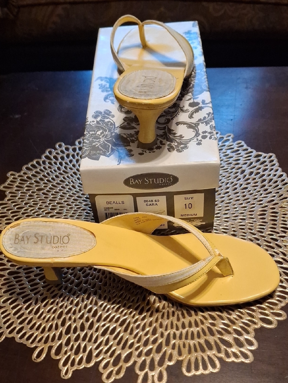 Bay Studio Yellow Kitten-Heel Thong Sandals